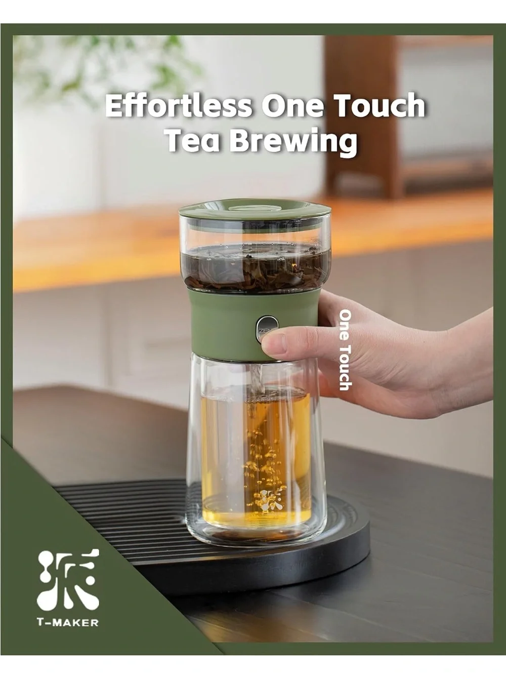 Olive Green Portable Tea Infuser Travel Mug with Carry Case